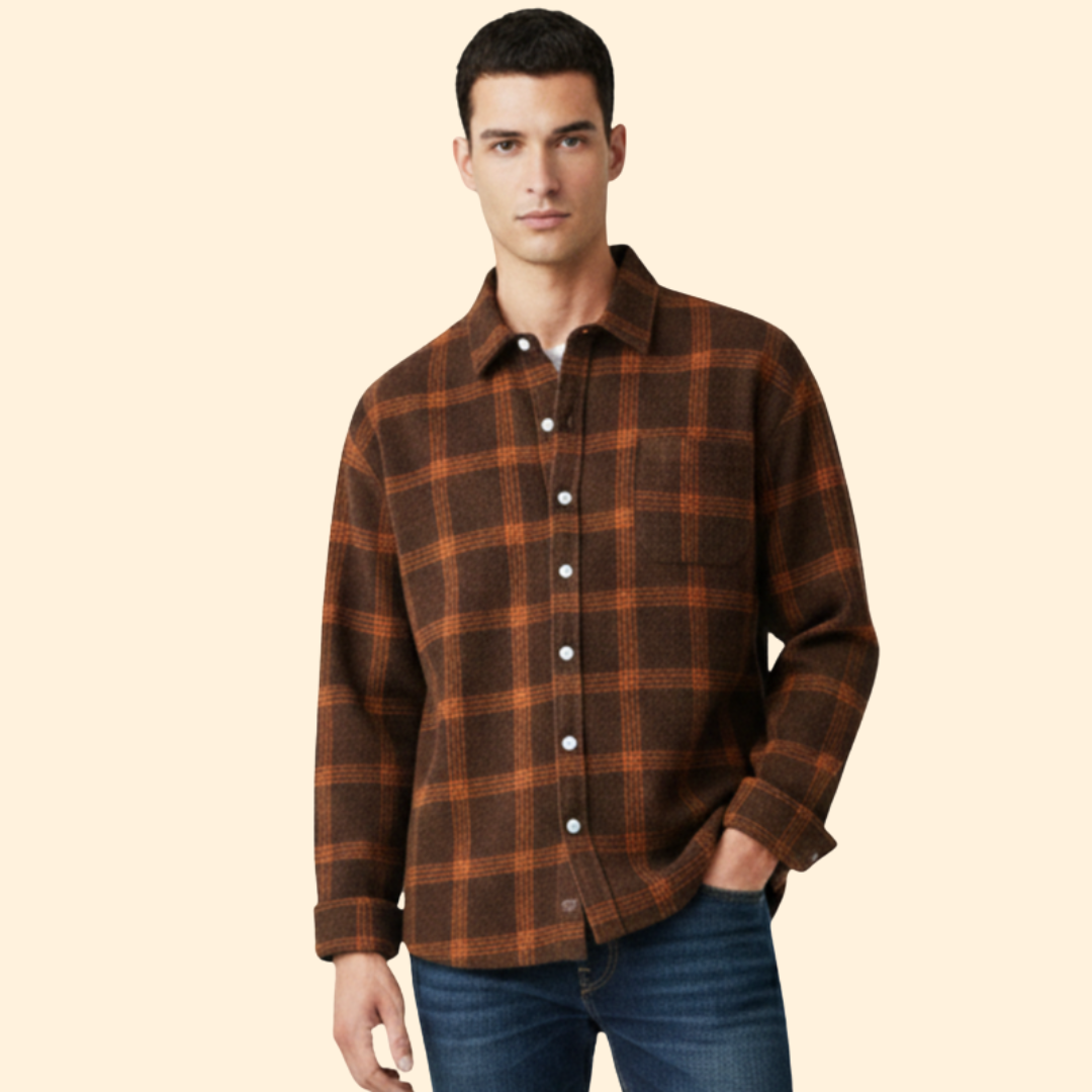 Men’s Flannel Shirt with Classic Collar