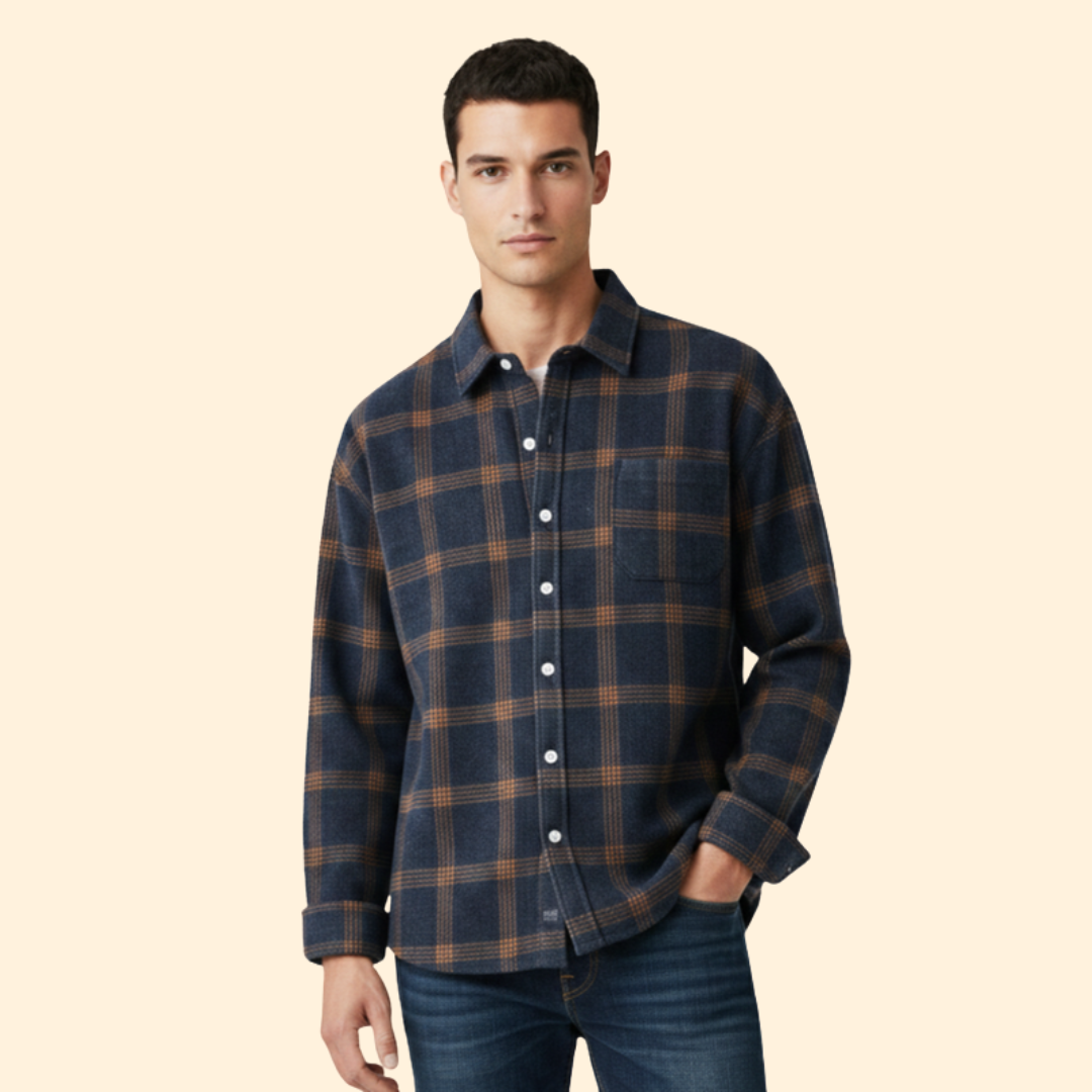 Men’s Flannel Shirt with Classic Collar