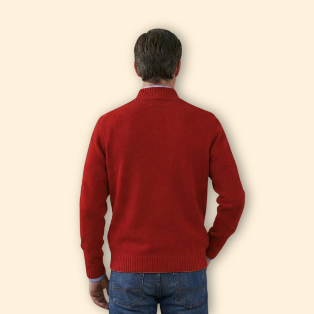 Men’s Half-Zip Sweater with Ribbed Hem