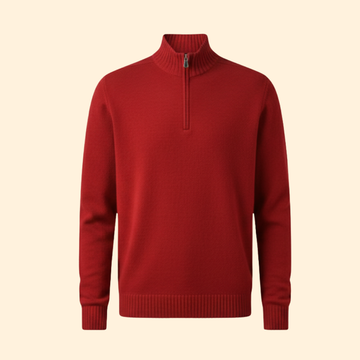 Men’s Half-Zip Sweater with Ribbed Hem