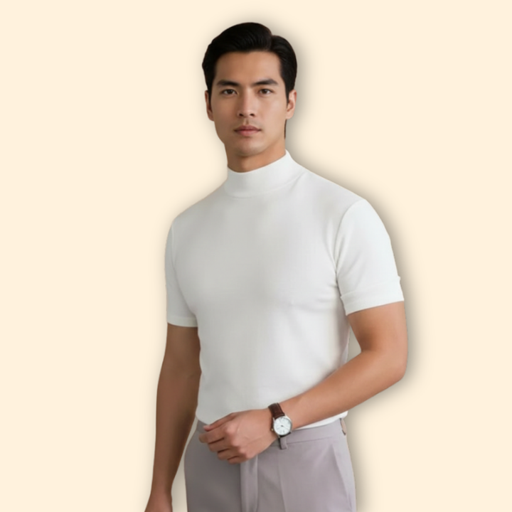 Men’s High Neck T-Shirt with Short Sleeves