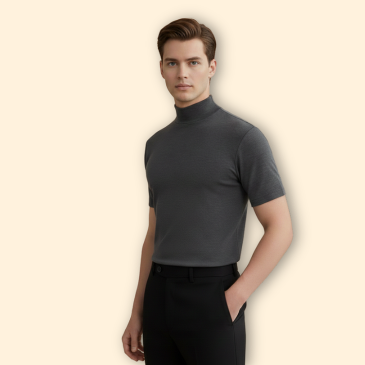Men’s High Neck T-Shirt with Short Sleeves