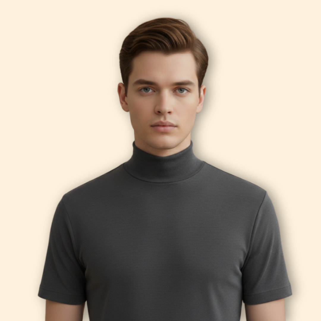 Men’s High Neck T-Shirt with Short Sleeves