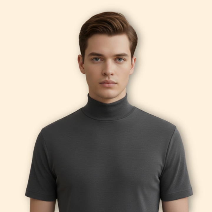 Men’s High Neck T-Shirt with Short Sleeves