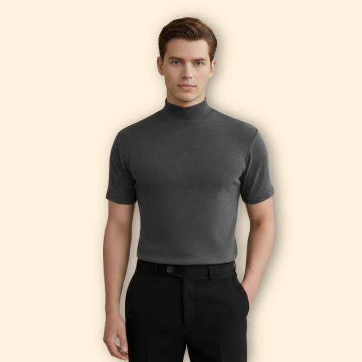 Men’s High Neck T-Shirt with Short Sleeves