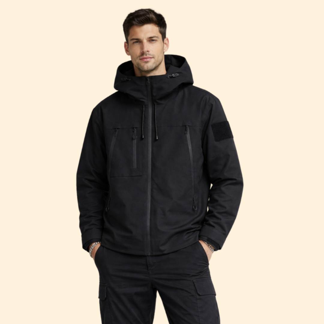 Men’s Jacket with Hood and Multiple Pockets