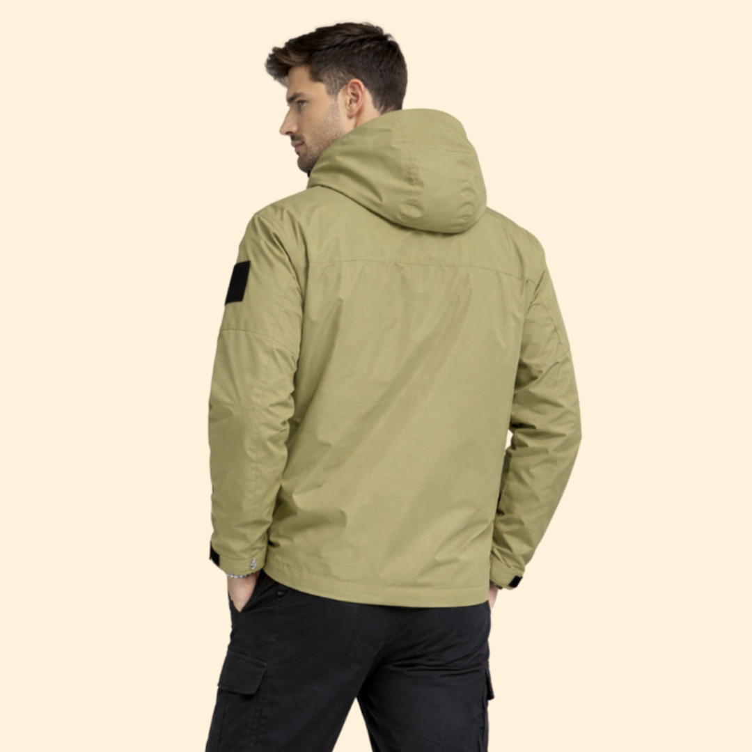 Men’s Jacket with Hood and Multiple Pockets