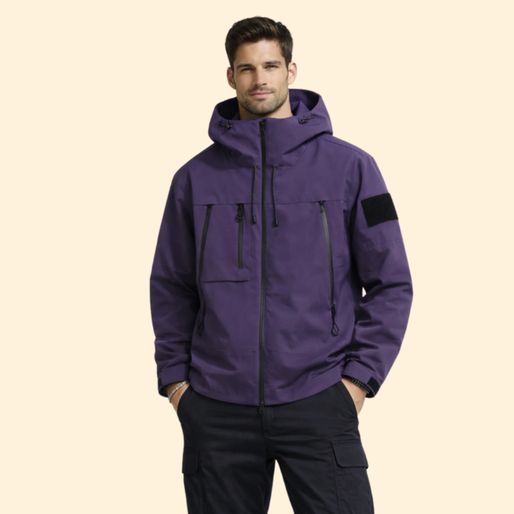 Men’s Jacket with Hood and Multiple Pockets