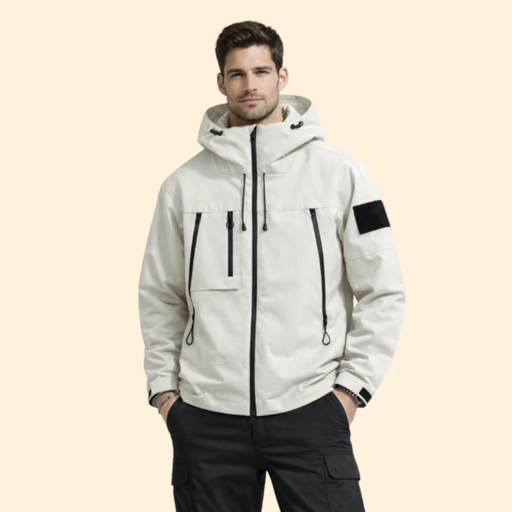 Men’s Jacket with Hood and Multiple Pockets