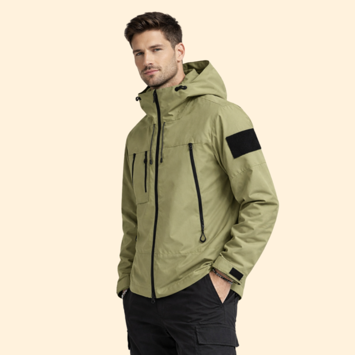 Men’s Jacket with Hood and Multiple Pockets