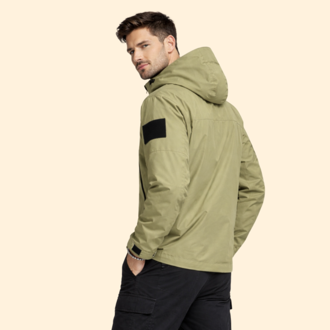 Men’s Jacket with Hood and Multiple Pockets