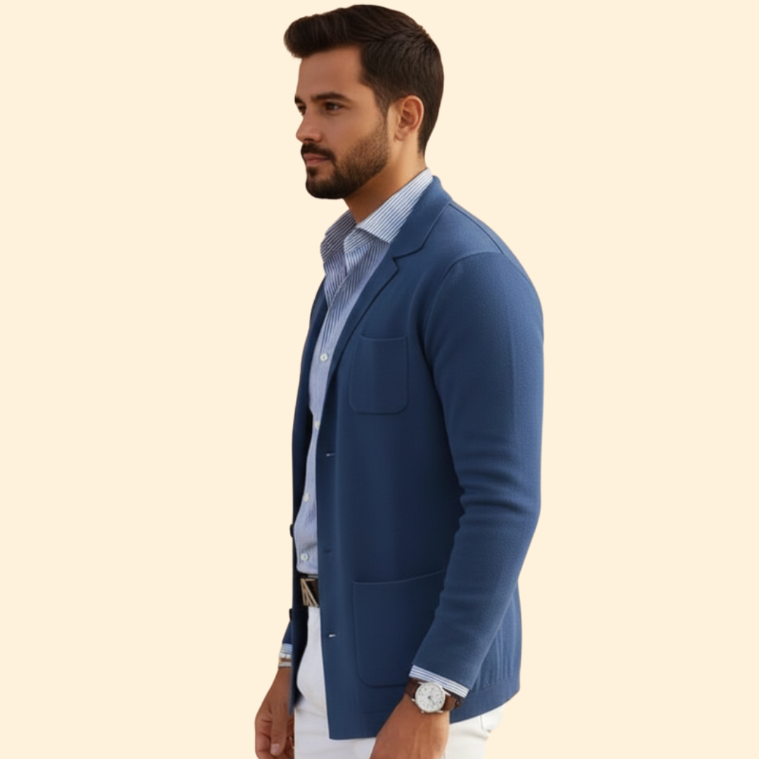 Men’s Knit Blazer with Notched Collar