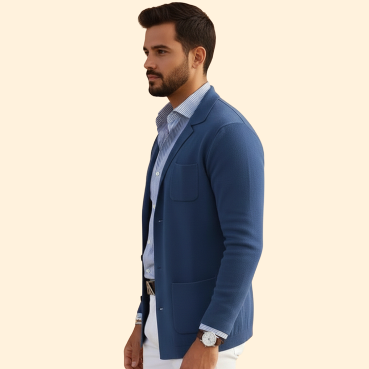 Men’s Knit Blazer with Notched Collar