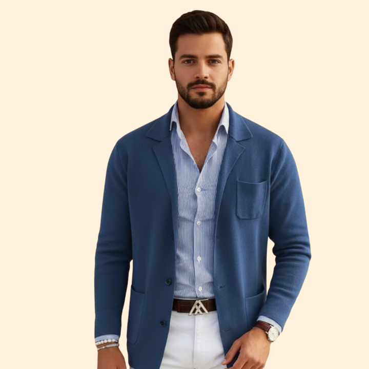 Men’s Knit Blazer with Notched Collar