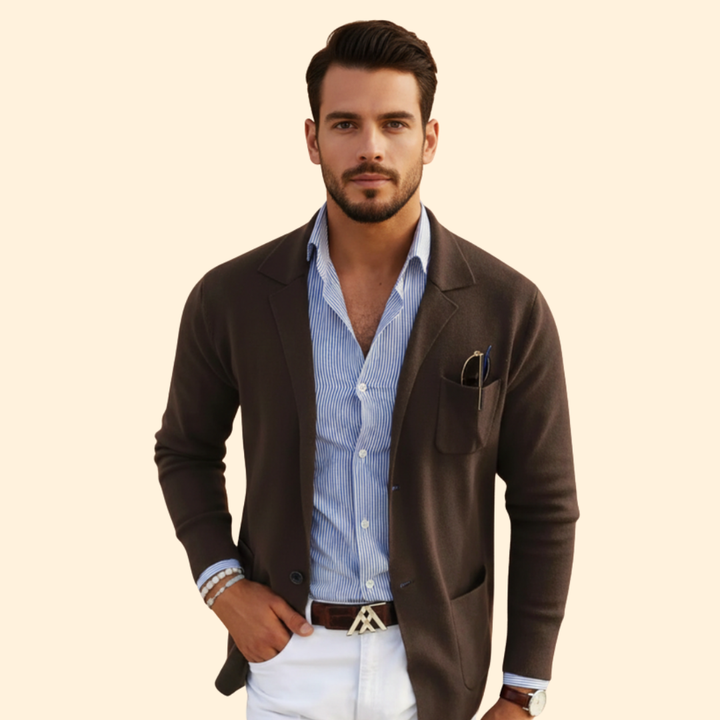 Men’s Knit Blazer with Notched Collar