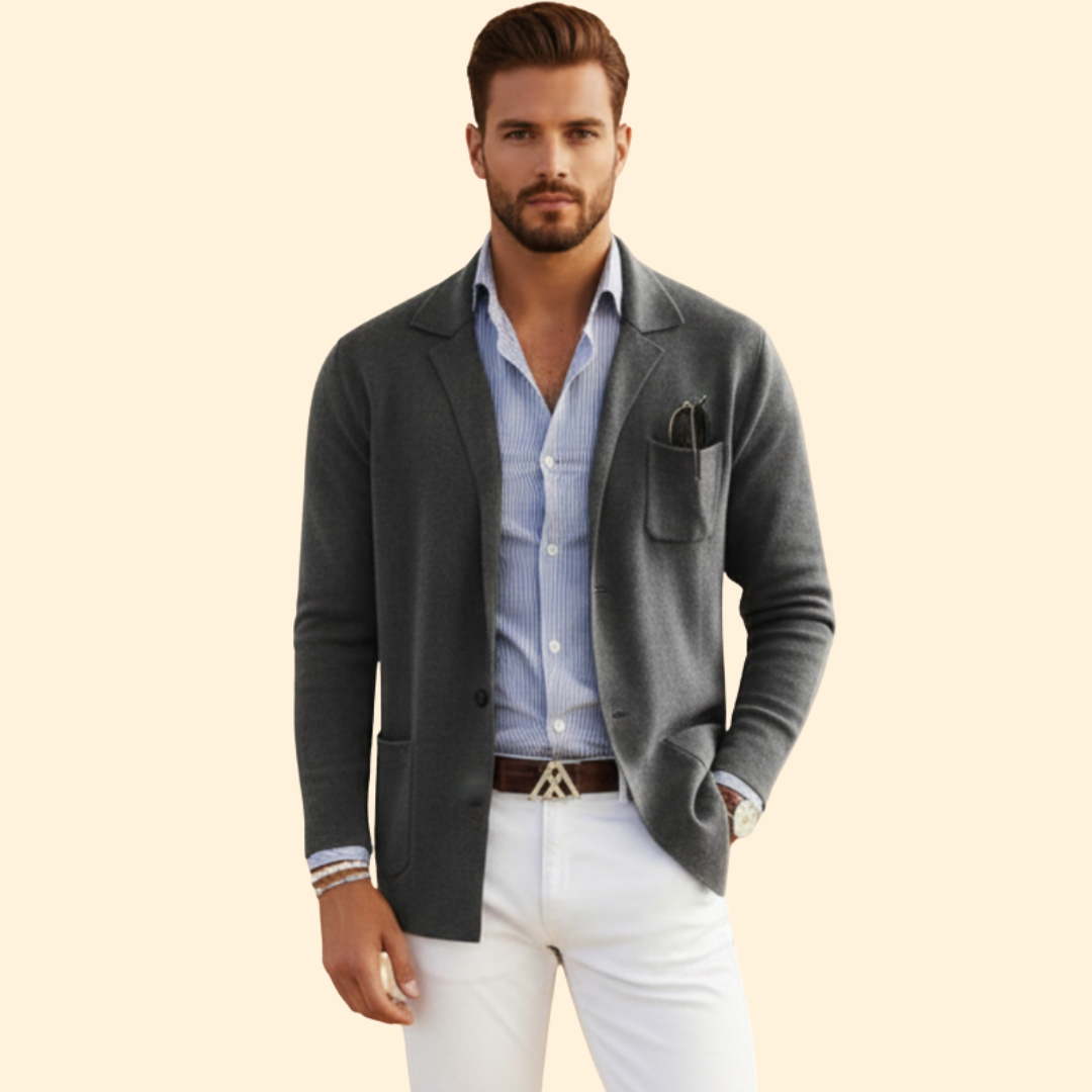Men’s Knit Blazer with Notched Collar