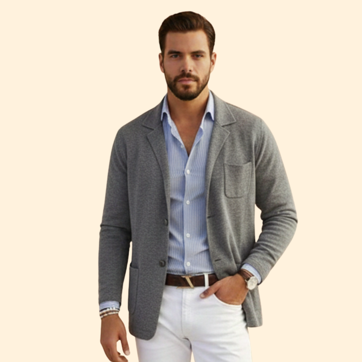 Men’s Knit Blazer with Notched Collar