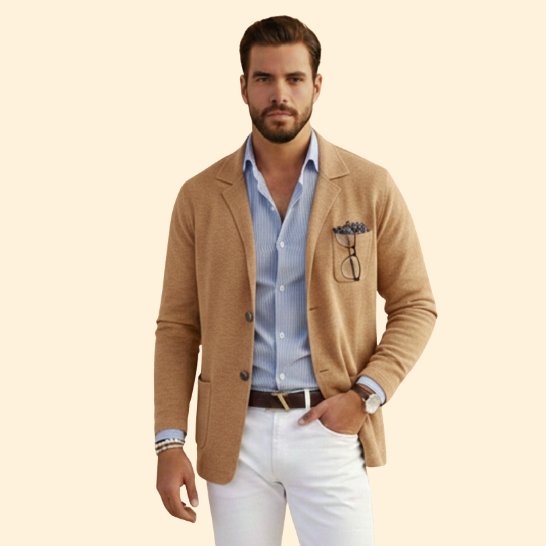 Men’s Knit Blazer with Notched Collar