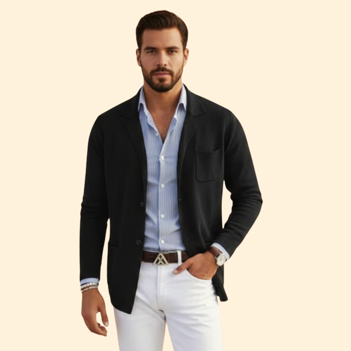 Men’s Knit Blazer with Notched Collar