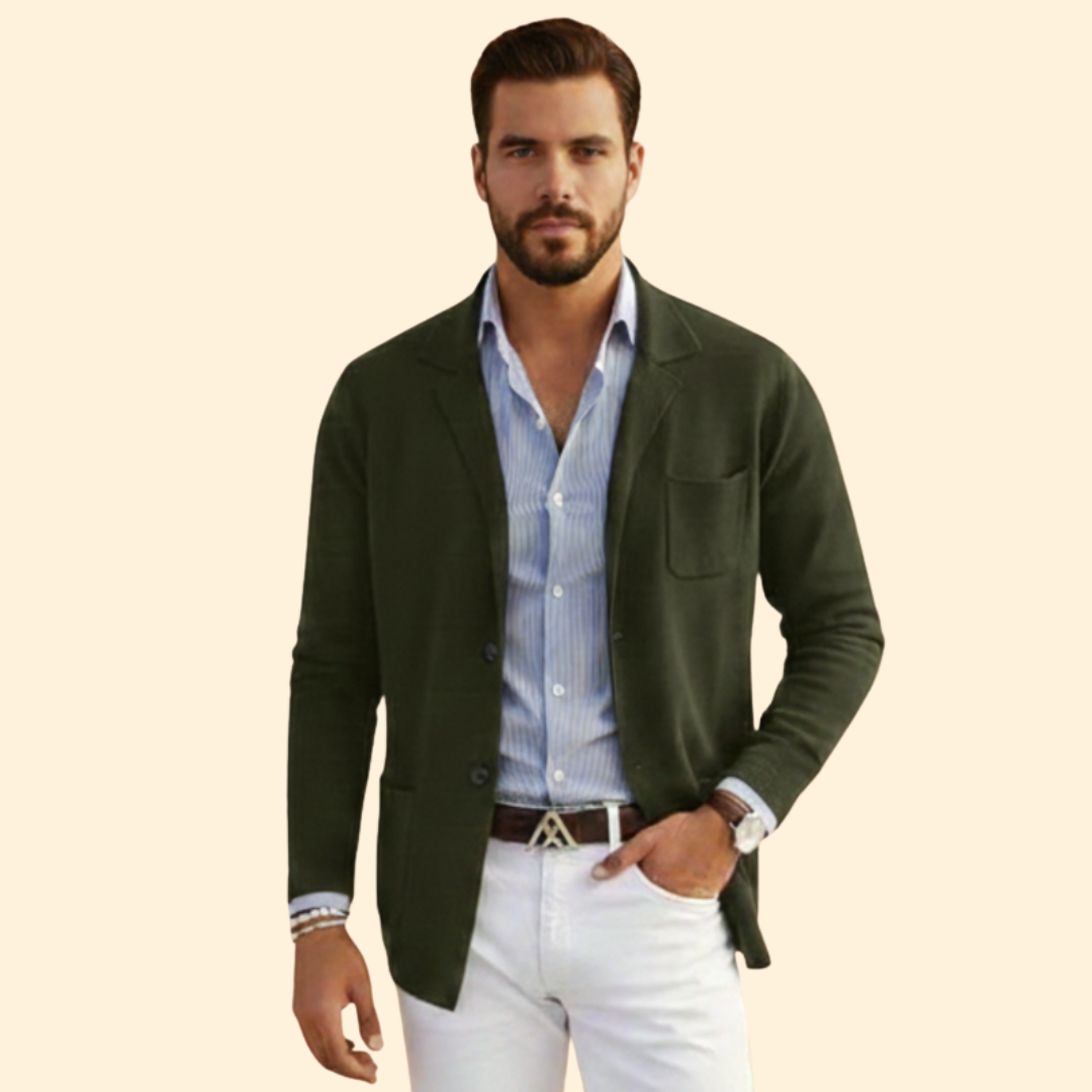 Men’s Knit Blazer with Notched Collar