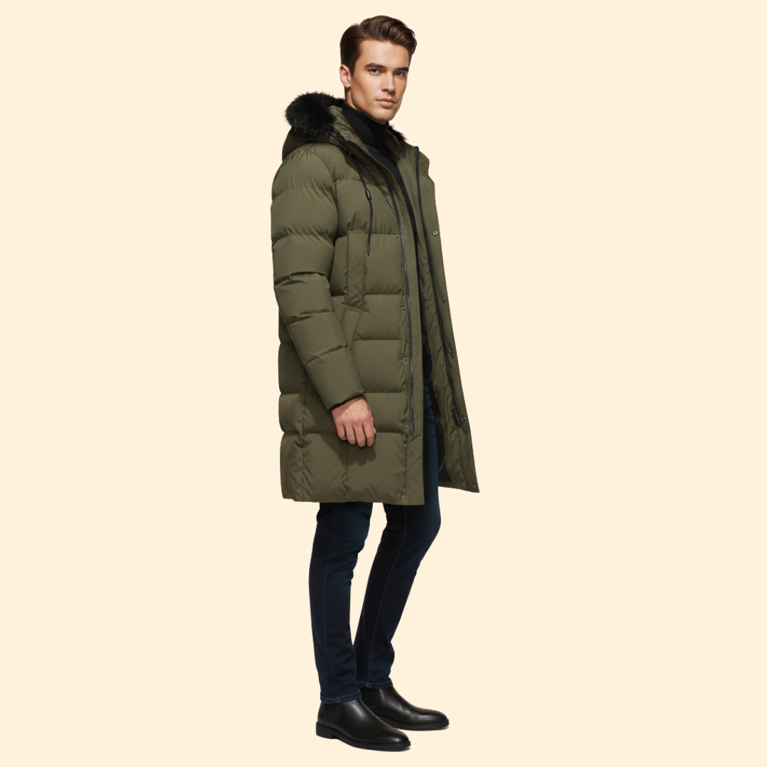 Men’s Puffer Jacket with Faux Fur Hood
