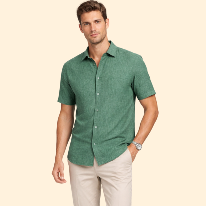 Men’s Short-Sleeve Shirt with Classic Collar