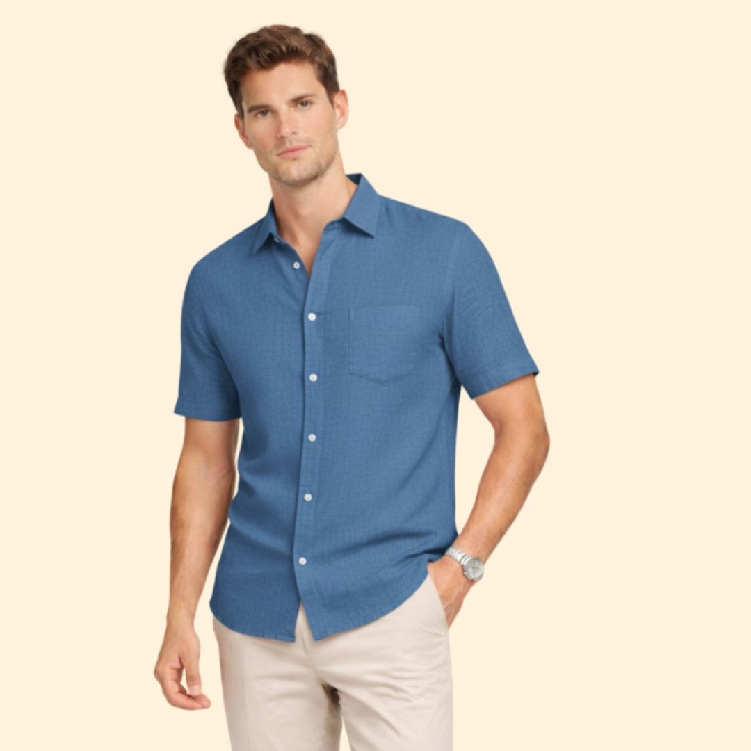 Men’s Short-Sleeve Shirt with Classic Collar