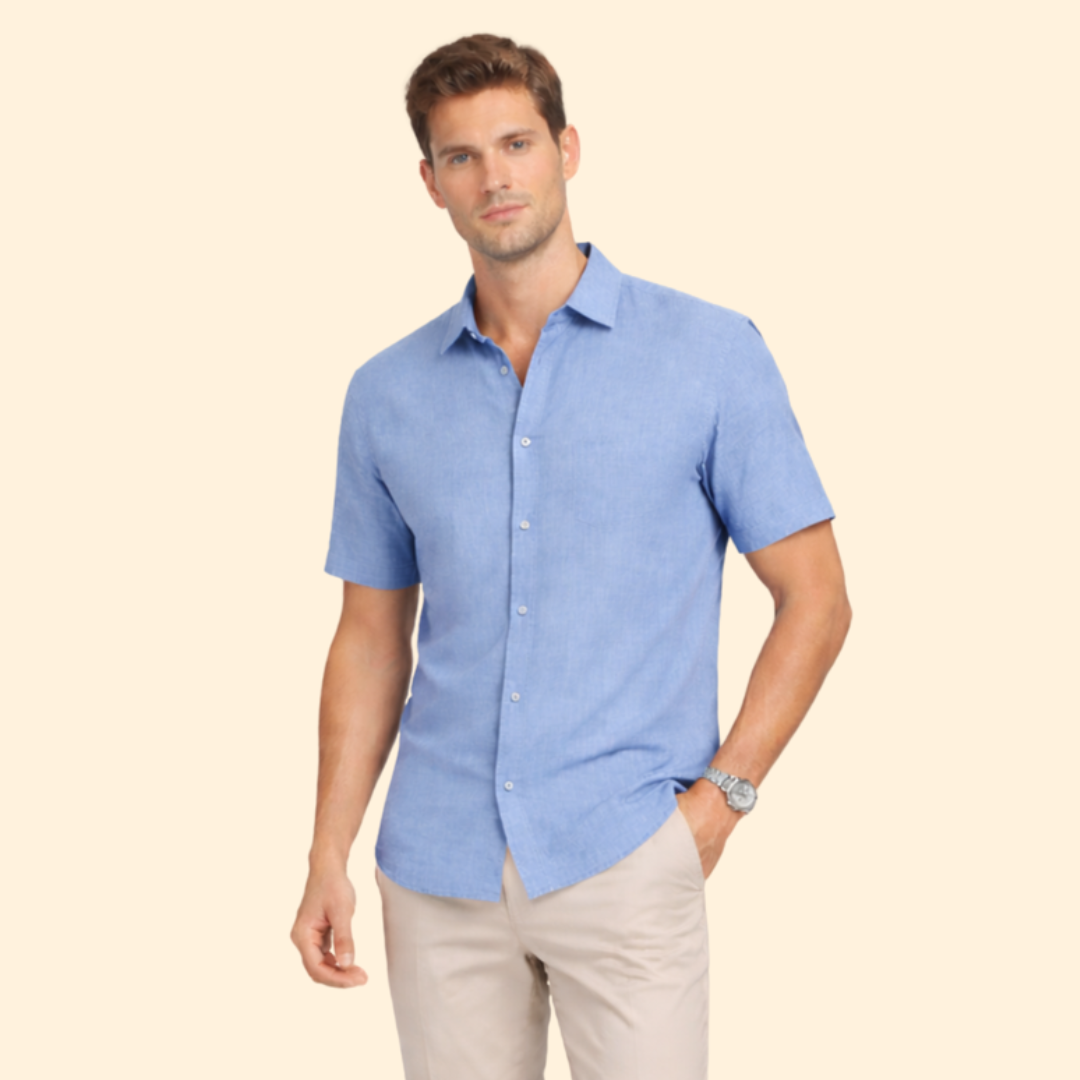 Men’s Short-Sleeve Shirt with Classic Collar