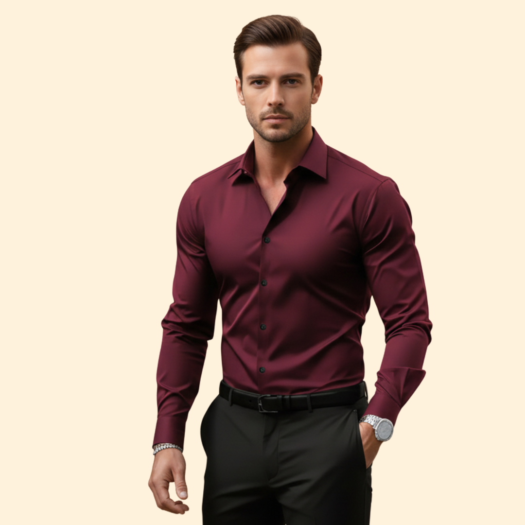 Men’s Slim Fit Shirt with Structured Collar