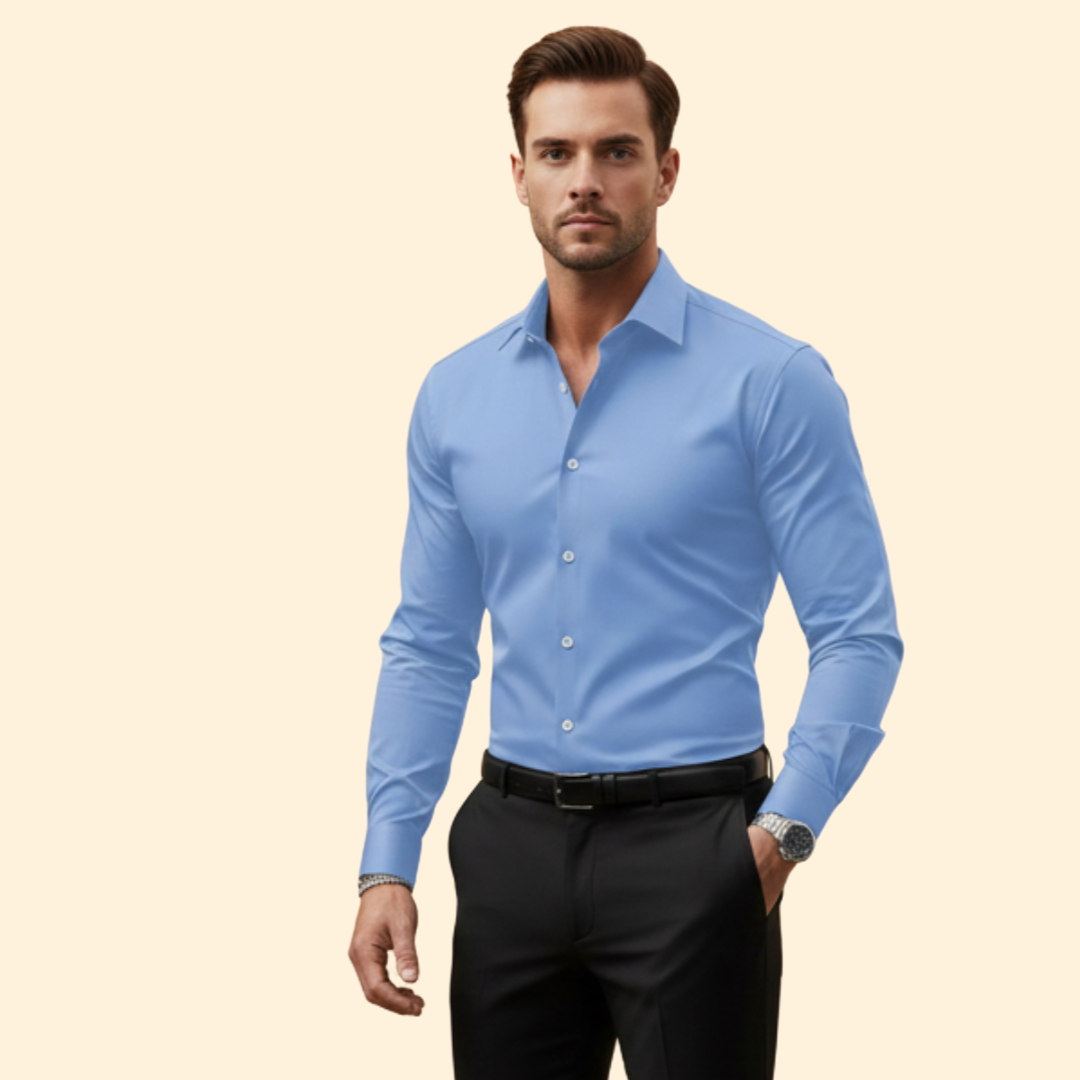 Men’s Slim Fit Shirt with Structured Collar