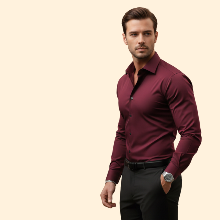Men’s Slim Fit Shirt with Structured Collar