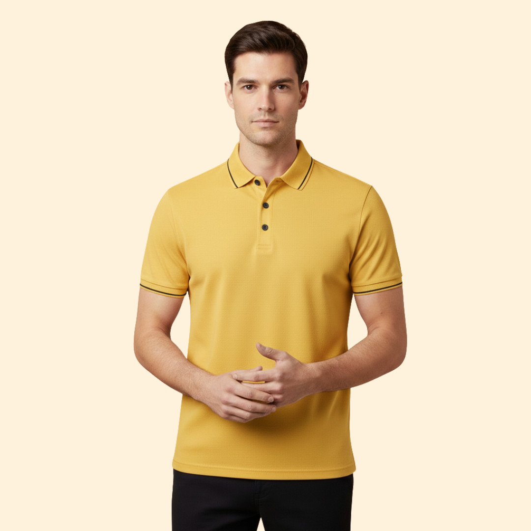 Men’s Short Sleeve Polo Shirt with Trimmed Collar