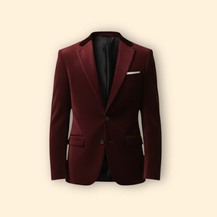 Men’s Velvet Blazer with Single Button Closure