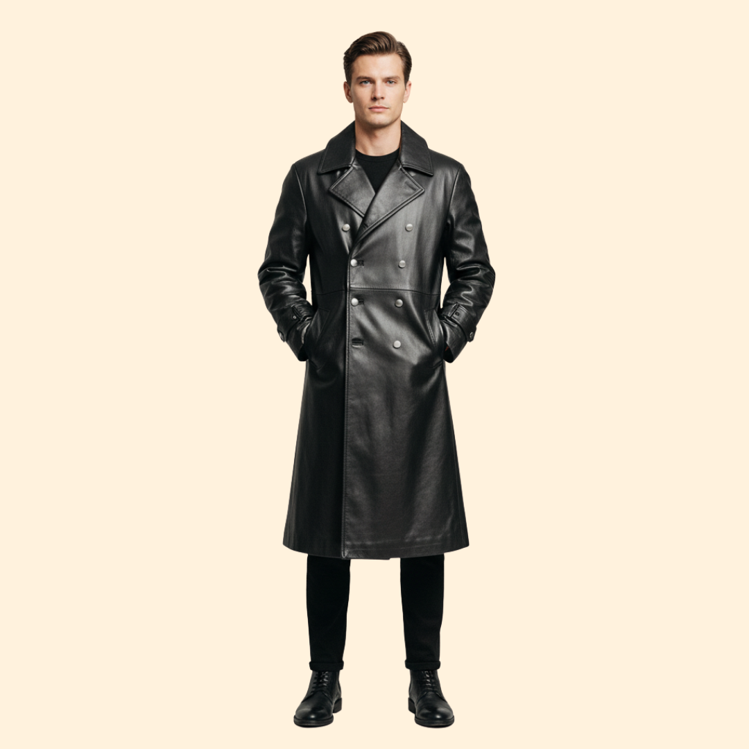 Men’s Trench Coat with Double-Breasted Design