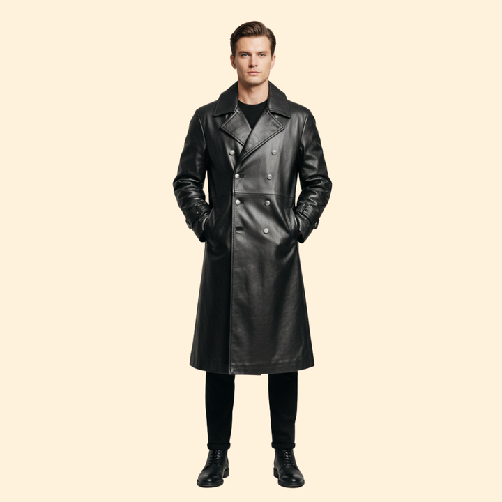 Men’s Trench Coat with Double-Breasted Design