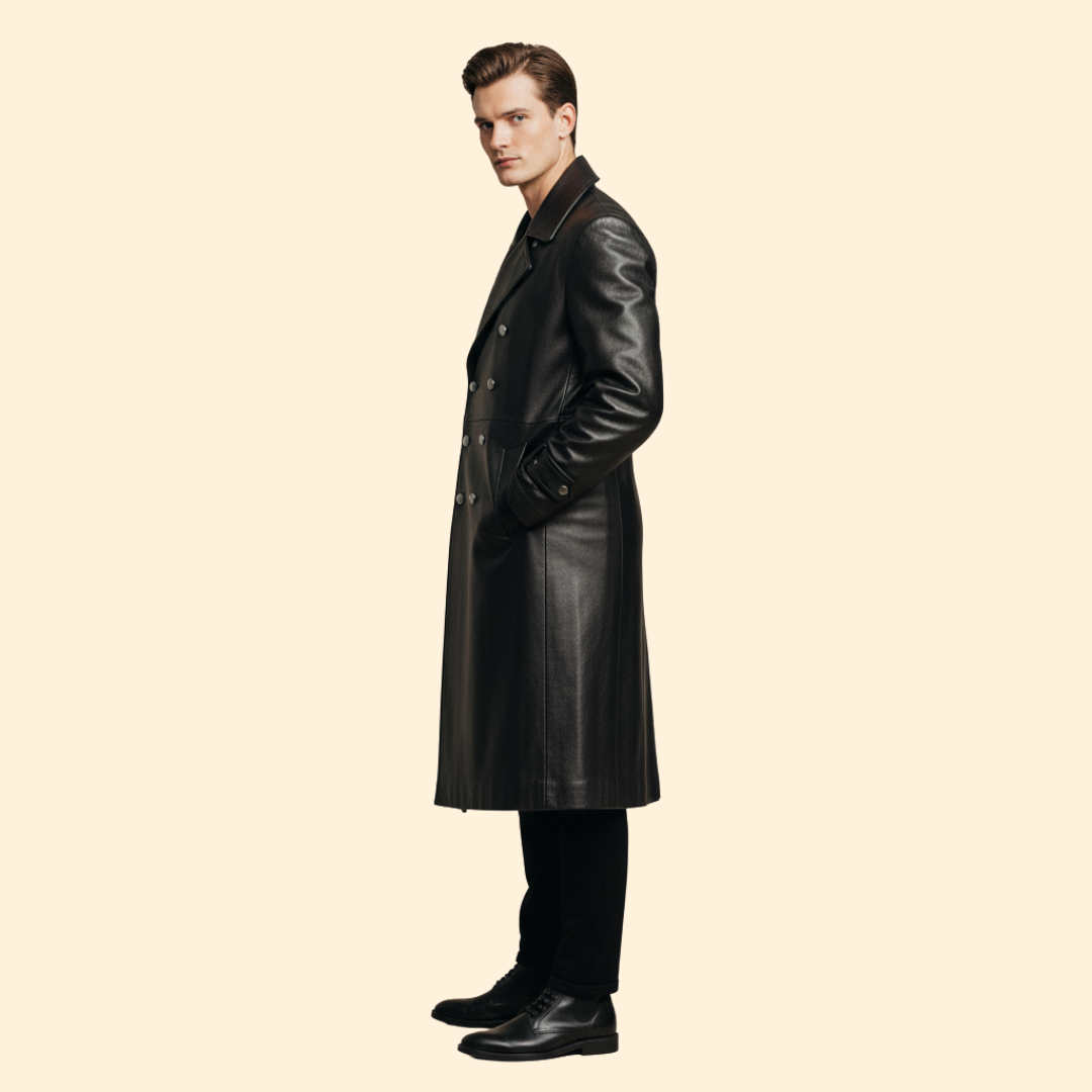 Men’s Trench Coat with Double-Breasted Design