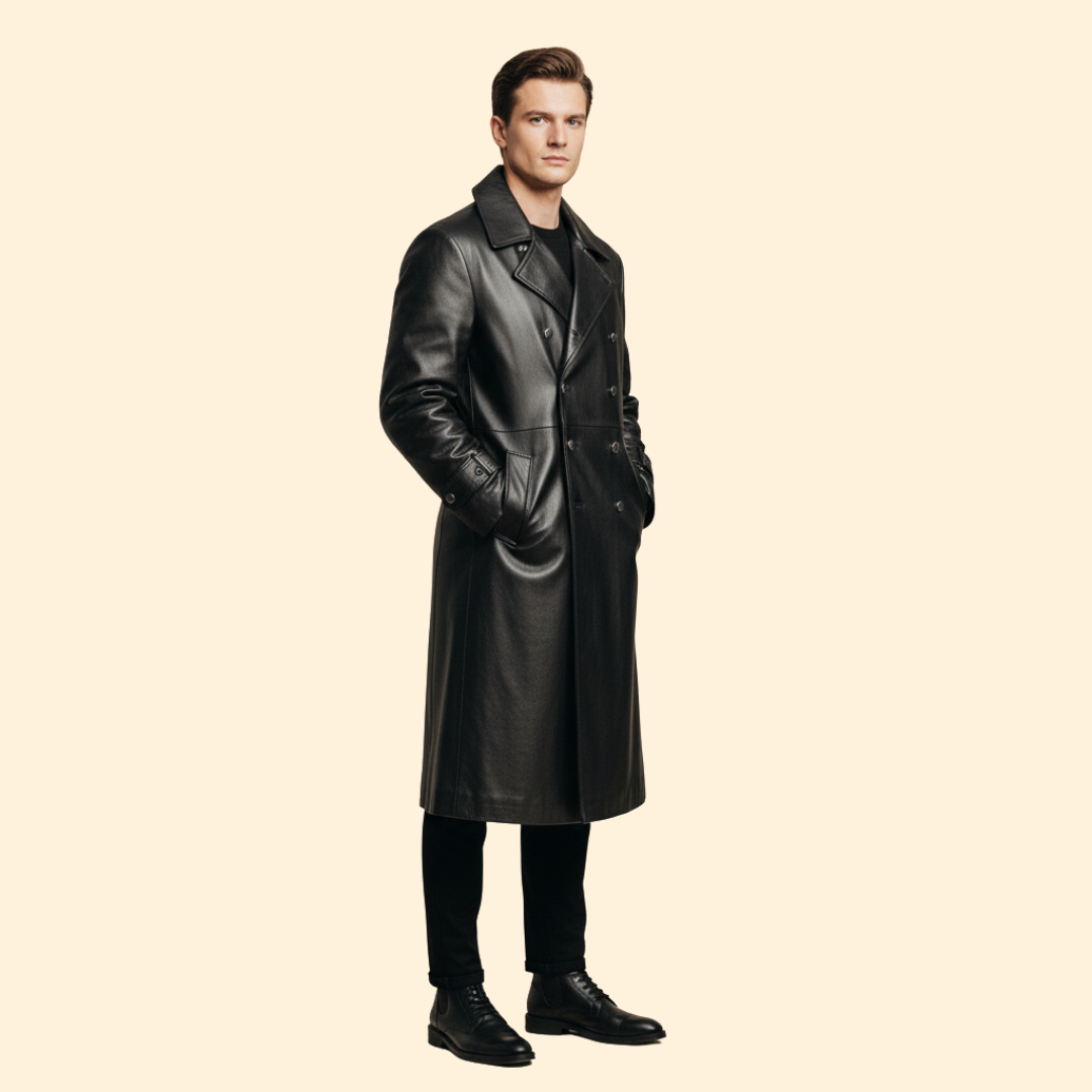 Men’s Trench Coat with Double-Breasted Design