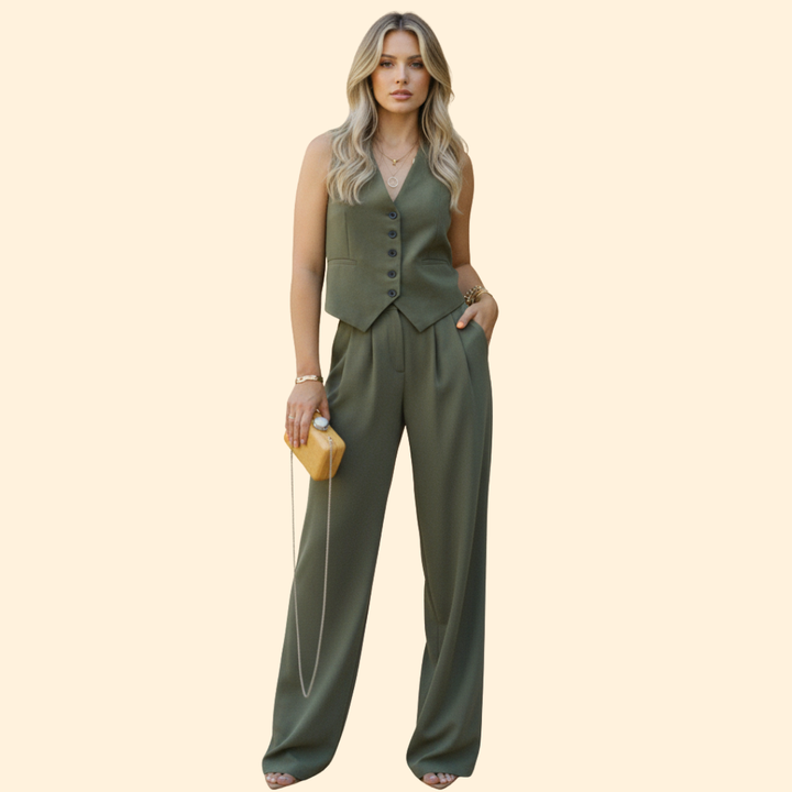 Women’s Blazer Set with Sleeveless Vest