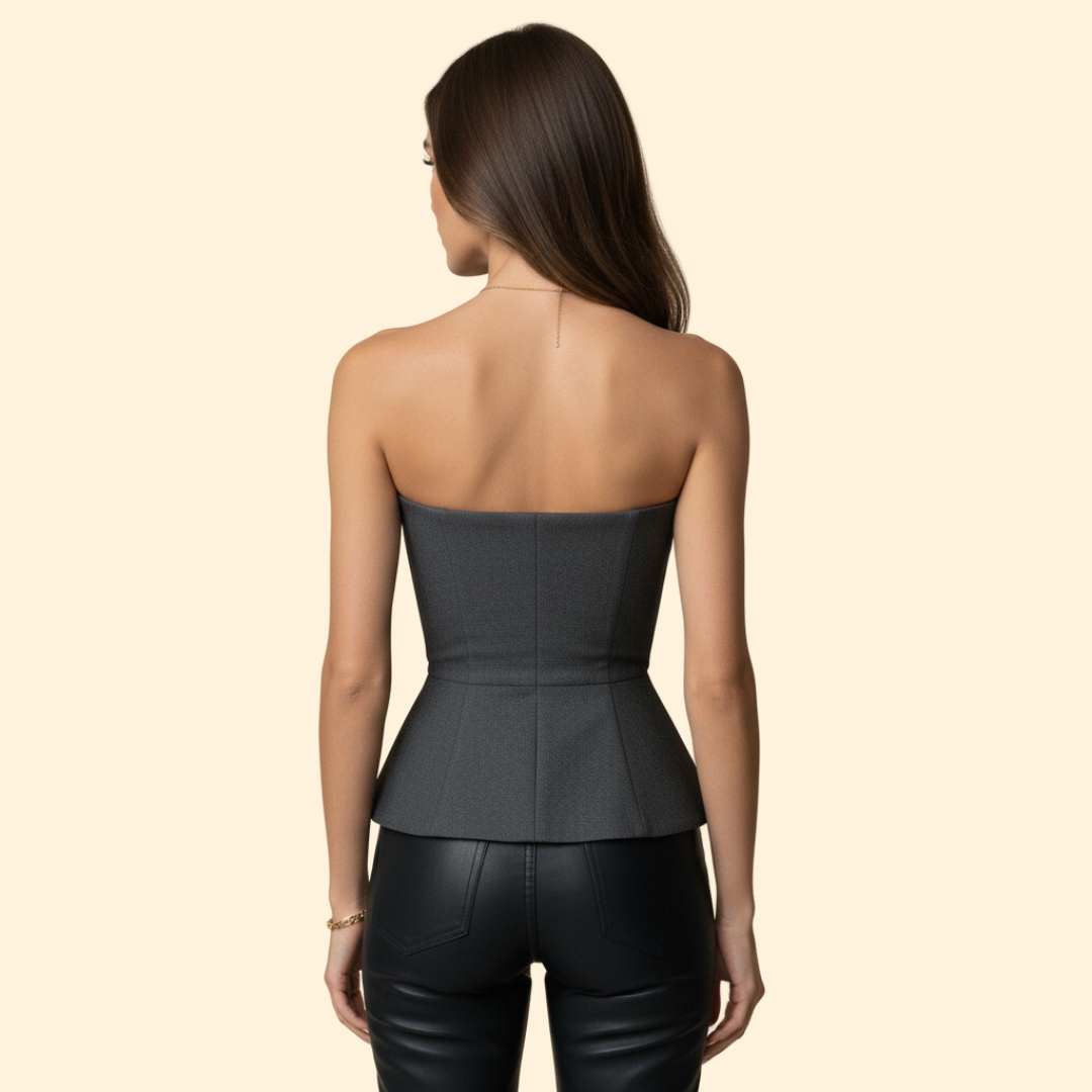 Women’s Bustier Top with Front Zip Closure
