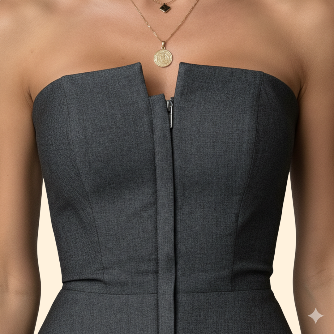 Women’s Bustier Top with Front Zip Closure