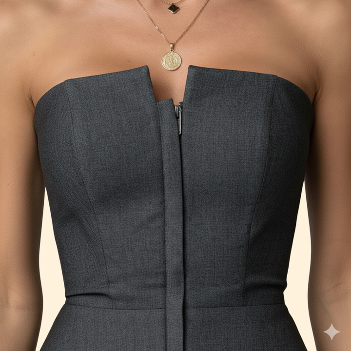 Women’s Bustier Top with Front Zip Closure