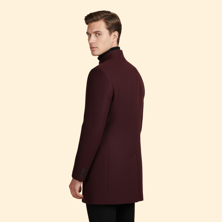 Men’s Longline Coat with Stand Collar Design