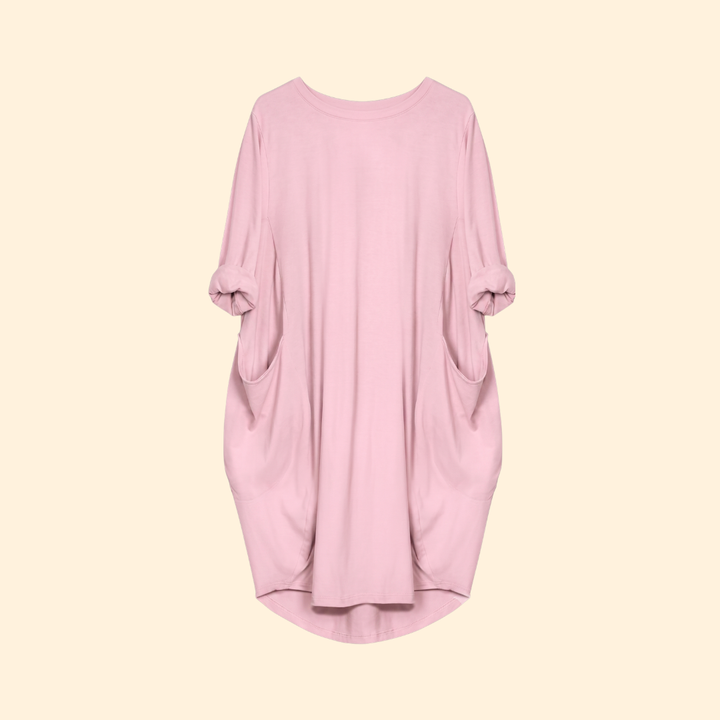 Women's Solid Dress with Round Neckline