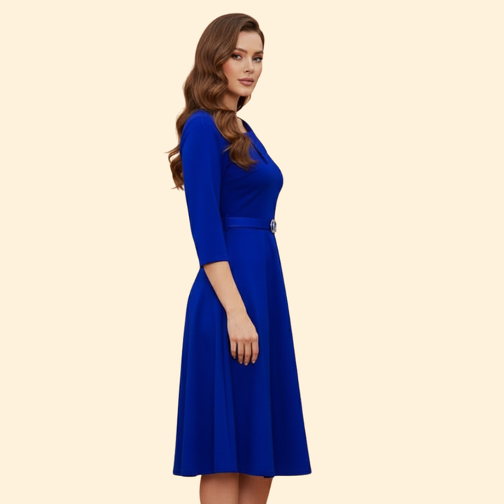 Women's A-Line Dress with Belt Detail