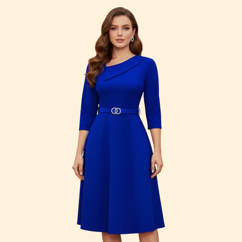 Women's A-Line Dress with Belt Detail