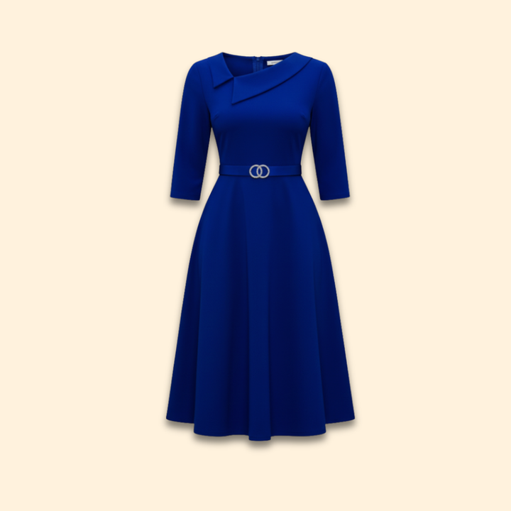 Women's A-Line Dress with Belt Detail