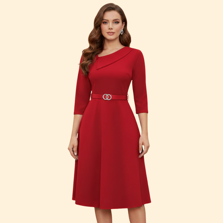 Women's A-Line Dress with Belt Detail
