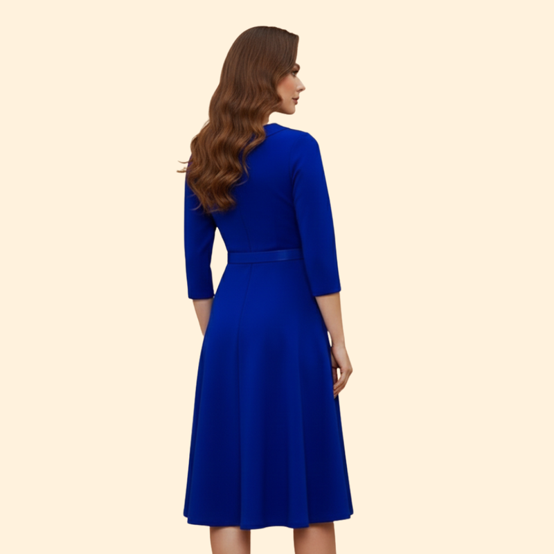 Women's A-Line Dress with Belt Detail