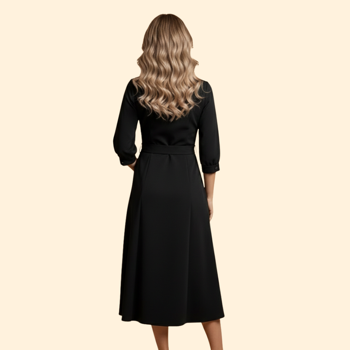 Women's A-Line Dress with Lapel Collar