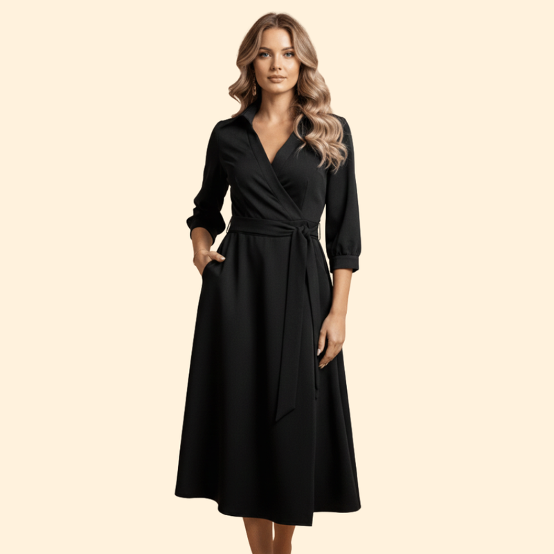 Women's A-Line Dress with Lapel Collar